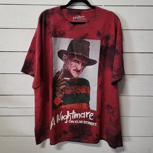 NEW Men's 3XL Freddy Krueger A Nightmare on Elm Street Tie Dye Tee in Red/Black